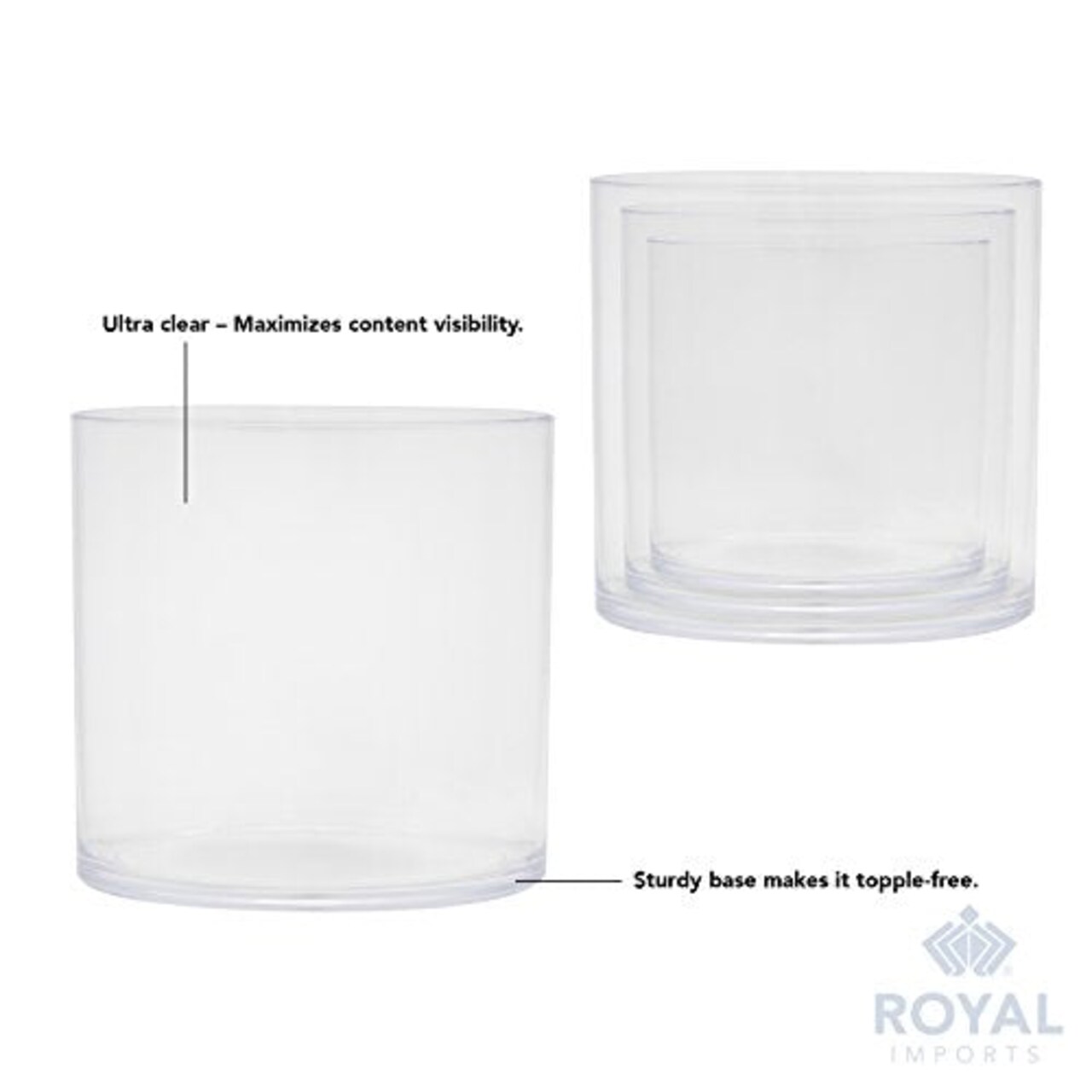 Flower Acrylic Vase Decorative Centerpiece for Home or Wedding by Royal Imports - Break Resistant - 4" Cylinder by 4" Tall